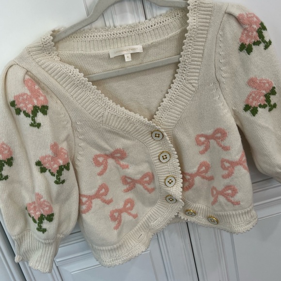 LoveShackFancy Cream and Pink Floral Cardigan Set - Picture 9 of 9
